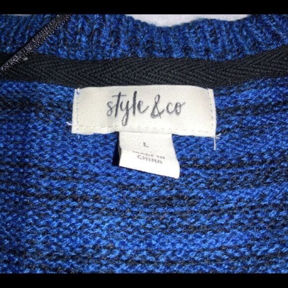 Style & Co Womens Blue Knit Sweater Size L Long Sleeve Scoop Neck - Picture 5 of 5